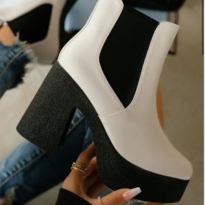 Platform white boots